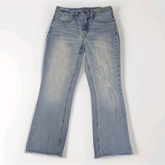 J.CREW Denim - J Crew Jeans Sz 28 Demi Boot Crop Frayed Hem Billie High Rise Denim 10" Light